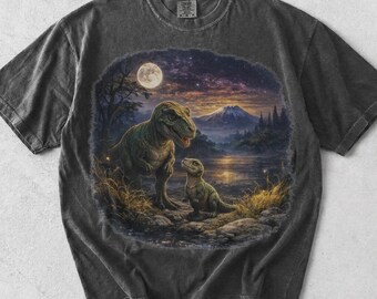Vintage Jurassic Dinosaur Parent & Baby Graphic T-Shirt, Retro 90s Dino Family Tee, Comfort Colors Dinosaur Shirt, Prehistoric Nature Gift