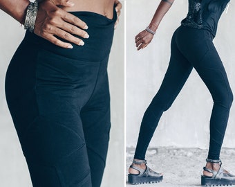 Organic Cotton Leggings | Best Yoga Pants | Black High Waist | Yoga Clothing | Activewear Athleisure | OFFRANDES |