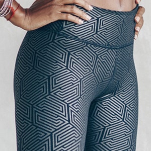 Organic Cotton Long Leggings Geometric Print Yoga pants Alternative Clothing Edgy Tights Comfortable Activewear OFFRANDES image 9
