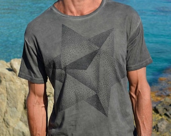 Men Graphic TSHIRT | Merkaba Printed T-shirt | Organic Cotton | Eco Friendly Fabric | Sacred Geometry | Burning Man Festival