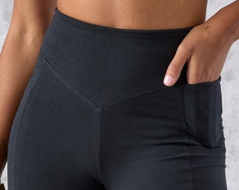 Leggings with Pocket – Organic Cotton - High-Waisted, Supportive, Breathable, Flattering. Versatile for Yoga, Fitness & Everyday
