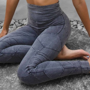 Leggings taille haute Coton biologique Pantalon de yoga urbain de créateur Vêtements de sport ou de détente OFFRANDES Gris