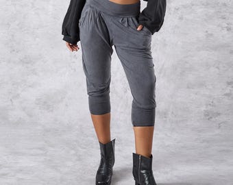 Bamboo Harem Pants: Boho Yoga Capris with Pockets