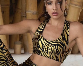 Gold Zebra Party Bra | Comfortable with Good support | Festival Bra Top | OFFRANDES