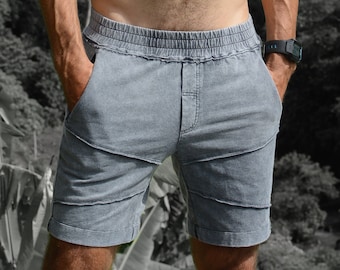 Lässige Yoga Activewear Shorts für Herren | Lounge Beach Resort Shorts | 100 % Bio-Baumwolle | 2 Reißverschlusstaschen | Beste Alltagsshorts aller Zeiten !!!