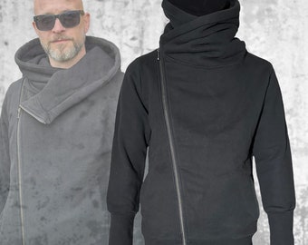 Vintage Nike Ninja Hoodie Nylon and Fleece Zip Black Mens XL
