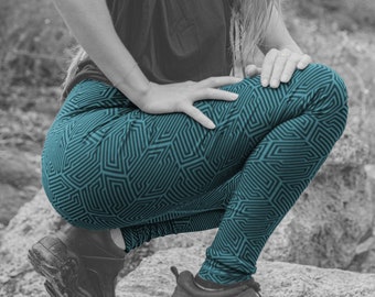 Thick and Stretchy Leggings | Organic Cotton | Comfortable Yoga Pants | Lounge Wear | Party Tights | Hexagon print | OFFRANDES