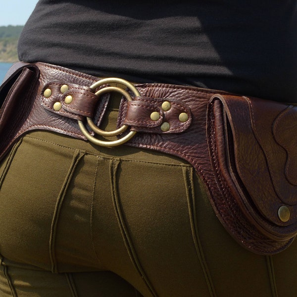 Leather Utility Belt | Designer Hip Belt | belt bag | Pocket Belt | Traveling, Hiking | OFFRANDES