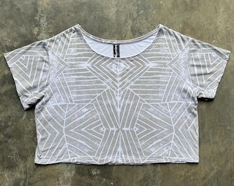 Handmade Printed Crop Top: Relaxed Boho Festival T-Shirt