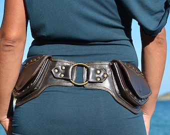 Leather Utility Belt | Festival Pocket Belt | Travel Hip Belt | Hiking Fanny Pack | Classy Bum Bag | Handmade Waist Bag | OFFRANDES