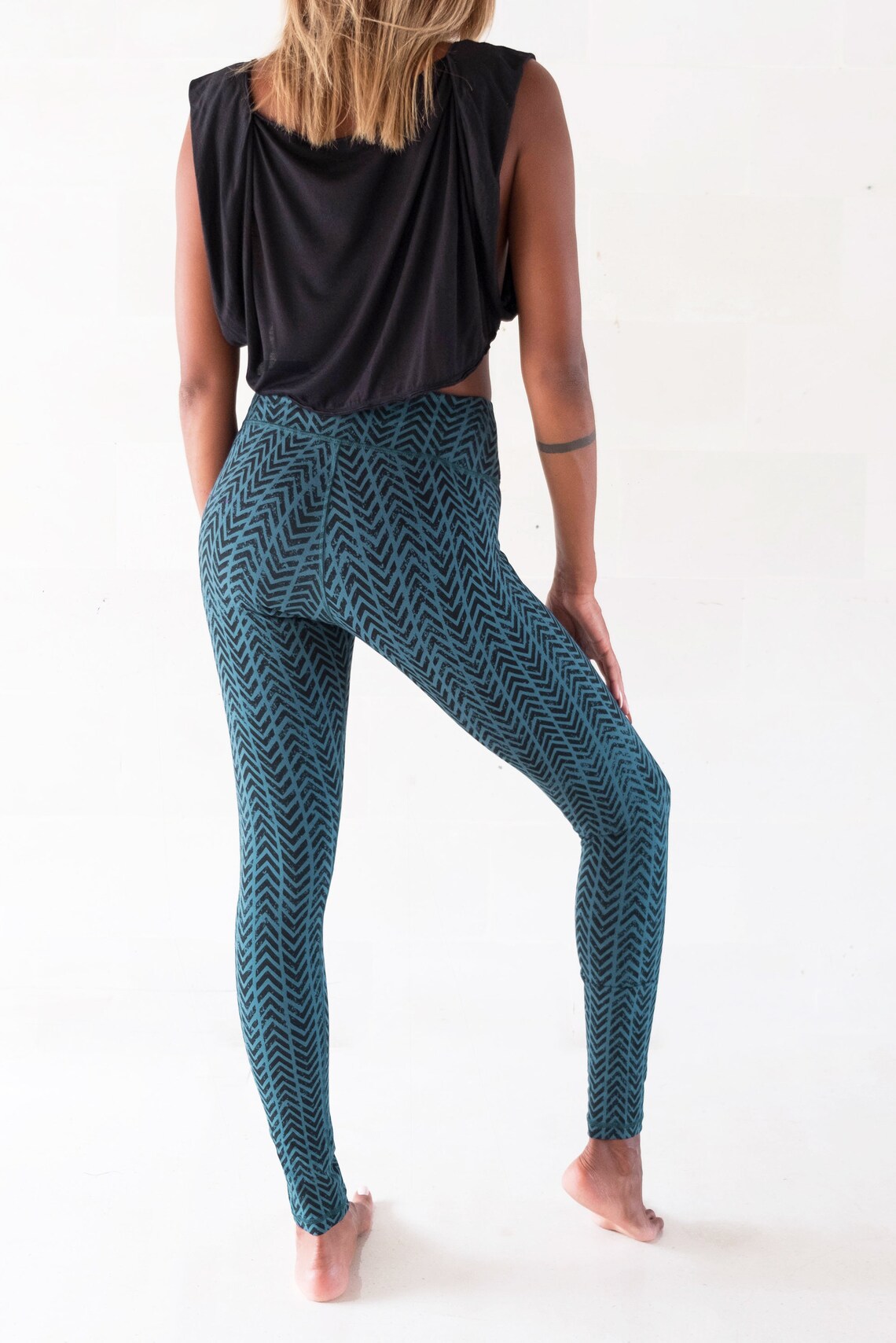 Organic Cotton Yoga Pants Printed Leggings Casual Lounge Etsy UK