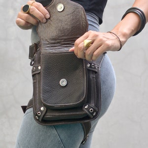 Leather Hip Belt Thigh bag Hip bag with leg strap Biker Travel Belt Pocket Utility Belt Leg Bag OFFRANDES image 4