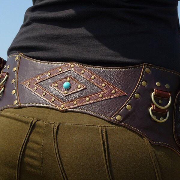 Leather Utility Belt | Festival Hip Belt | Travel Pocket Belt | Renaissance | Boho Gypsy | OFFRANDES