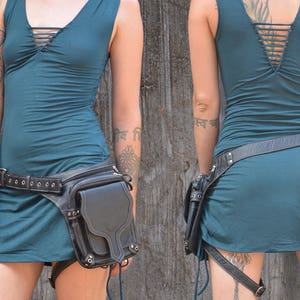 Leather Hip Belt Thigh bag Hip bag with leg strap Biker Travel Belt Pocket Utility Belt Leg Bag OFFRANDES image 7