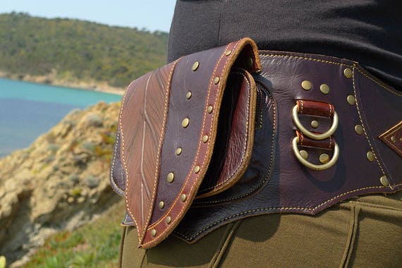 Leather Utility Hip Belt,High Quality Handmade Pocket Belt Hip Bag,Festival  Belt