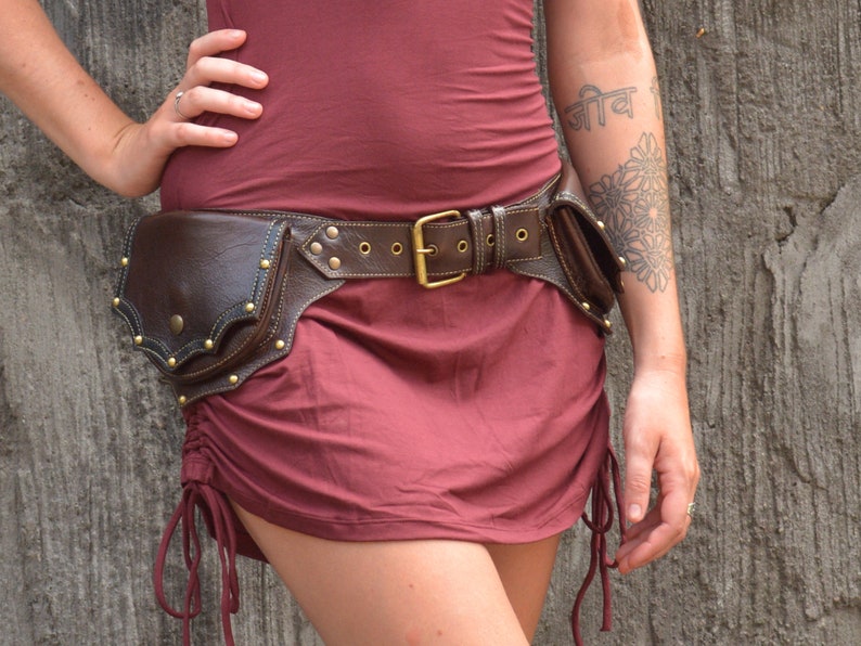 Leather Utility Belt Festival Pocket Belt Travel Hip Belt OFFRANDES image 8