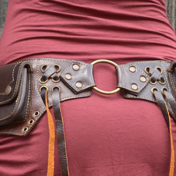 Leather Utility Belt | Handmade Hip Belt | Hiking Fanny Pack | Boho Pocket Belt | Party Festival belt | OFFRANDES
