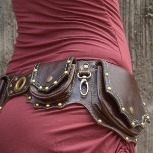 Leather Utility Belt Men Pocket Belt Hip Belt Festival Fanny Pack Hands ...