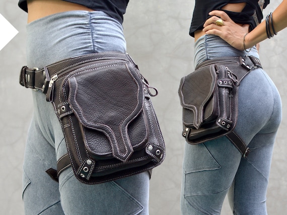Leather Hip Belt Thigh Bag Hip Bag With Leg Strap Biker Travel