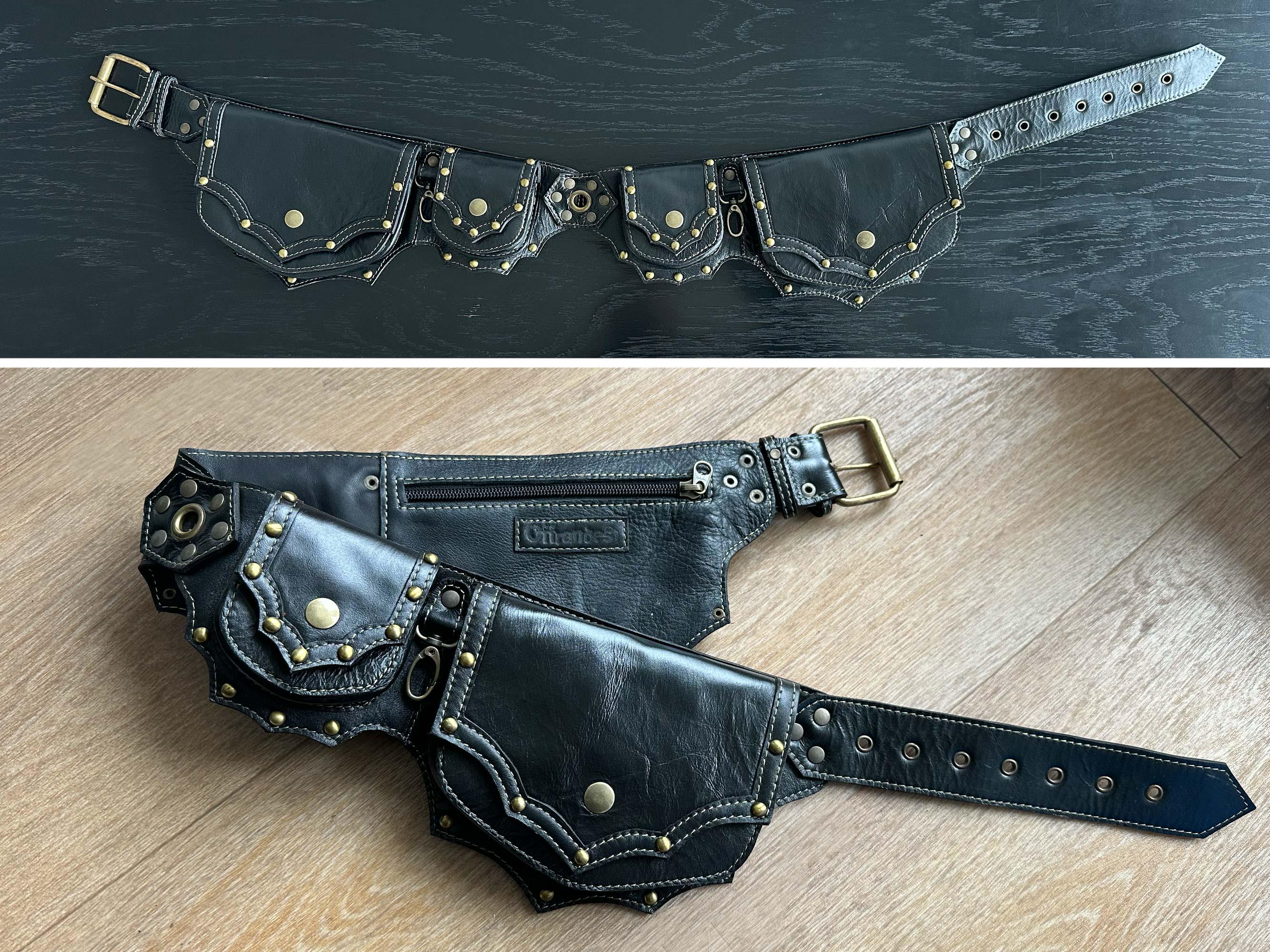 Leather Utility Belt: Festival Waist Pouch - Brown & Black - Etsy