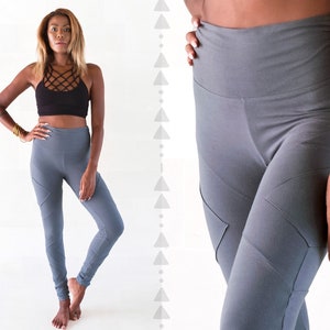 Organic Cotton Leggings Best Yoga Pants Black High Waist Yoga Clothing Activewear Athleisure OFFRANDES Gray