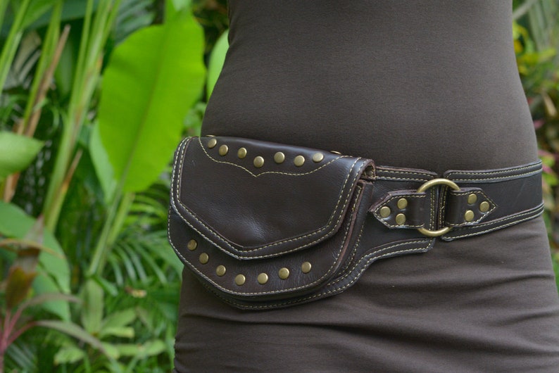 Leather Utility Belt One Pocket Handmade Pack Travel Hip Boho Chic Gypsy Burning Man Festival Fashion