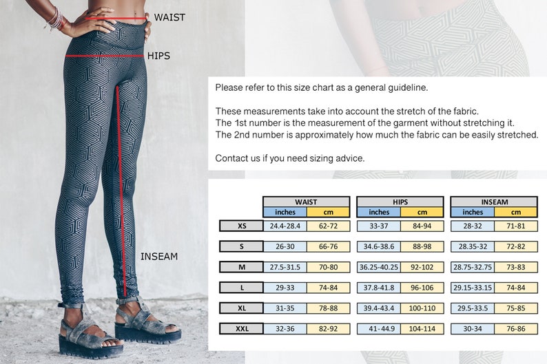 Organic Cotton Long Leggings Geometric Print Yoga pants Alternative Clothing Edgy Tights Comfortable Activewear OFFRANDES image 10