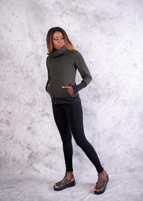 Black Fleece Hoodie: Asymmetrical Zip, Thumbholes, Big Hood - Etsy