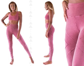 Organic Cotton Leggings | Rose Yoga Pants | Athleisure Clothing | Comfortable Boho Tights | Urban Chilling Wear | OFFRANDES