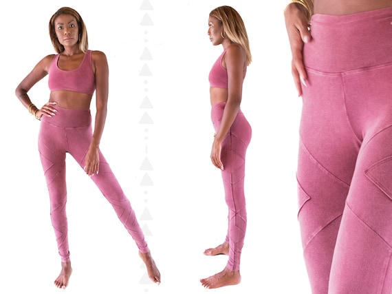 Organic Cotton Leggings Rose Yoga Pants Athleisure Clothing
