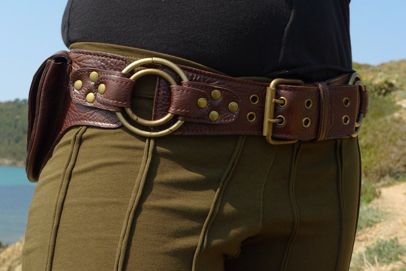 Leather Utility Belt Designer Hip Belt belt bag Pocket Belt Traveling, Hiking OFFRANDES image 3
