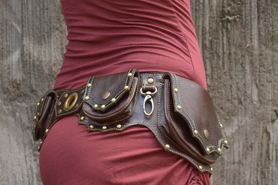 Leather Utility Belt | Festival Pocket Belt | Travel Hip Belt | OFFRANDES