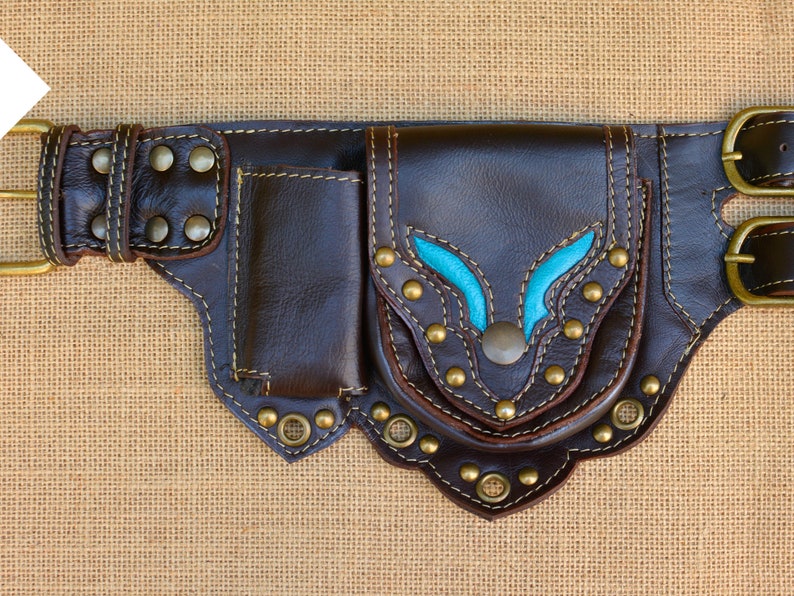 Leather Utility Belt Handmade Festival Pocket Belt Hands - Etsy