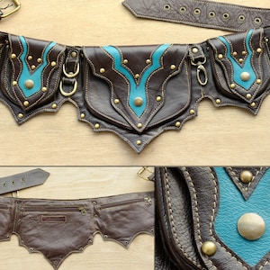 Leather Utility Belt Men Hip Belt Handmade Pocket Belt Goth, Steampunk ...