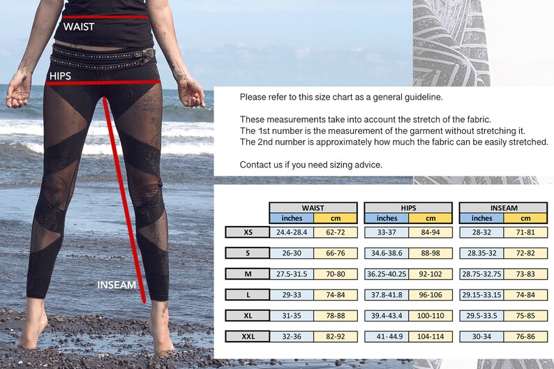 Black Mesh Cotton Leggings Organic Yoga Pants Alternative Festival Clothing Edgy and Comfortable OFFRANDES image 10