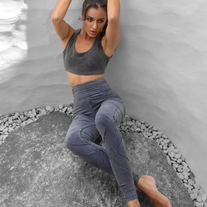 Leggings mit hoher Taille Bio Baumwolle Designer Urban Yoga Hose Aktive oder Lounge-Abnutzung OFFRANDES Bild 2