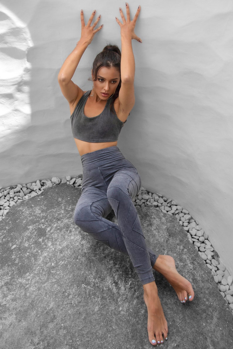 High Waist Leggings Organic Cotton Designer Urban Yoga Pants Active or Lounge wear OFFRANDES image 2