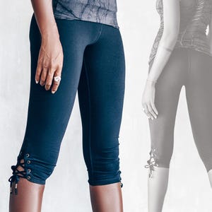 Black Capri Leggings | Organic Cotton | Yoga Clothing | Festival Wear | Short Legging | Eco-Friendly Activewear | OFFRANDES