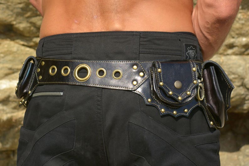 Leather Utility Belt Men Pocket Belt Hip Belt Festival Etsy