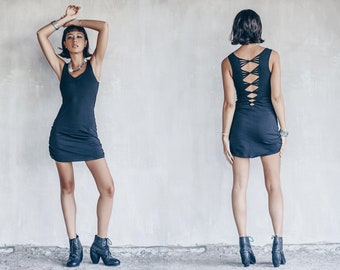 Black Party Dress | Sexy dress | Open Back | Urban | Alternative & Festival Fashion | Comfortable | OFFRANDES