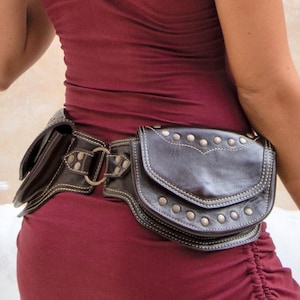 Cintura tascabile in pelle / Cintura da festival / Cintura porta soldi da viaggio / Marsupio da escursionismo / Marsupio boho chic / Marsupio fatto a mano / OFFRANDES
