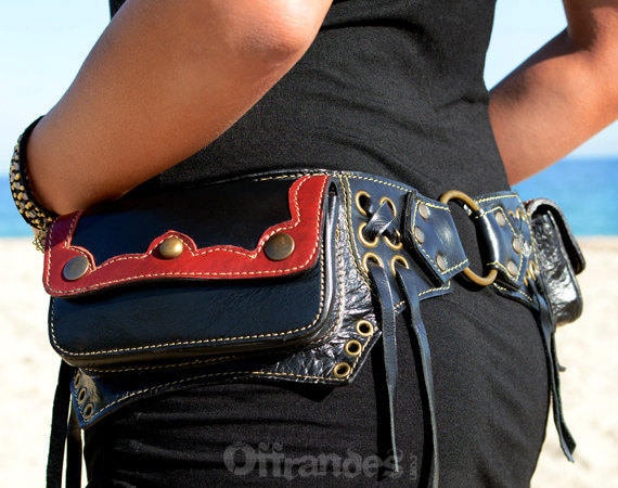 Leather Utility Belt Festival Hip Bag Steampunk Belt Bag 