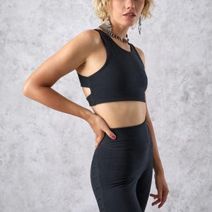 Crop top bralette met veters | Stonewashed biologisch katoen | Yogafestival-sporttop voor dames afbeelding 17