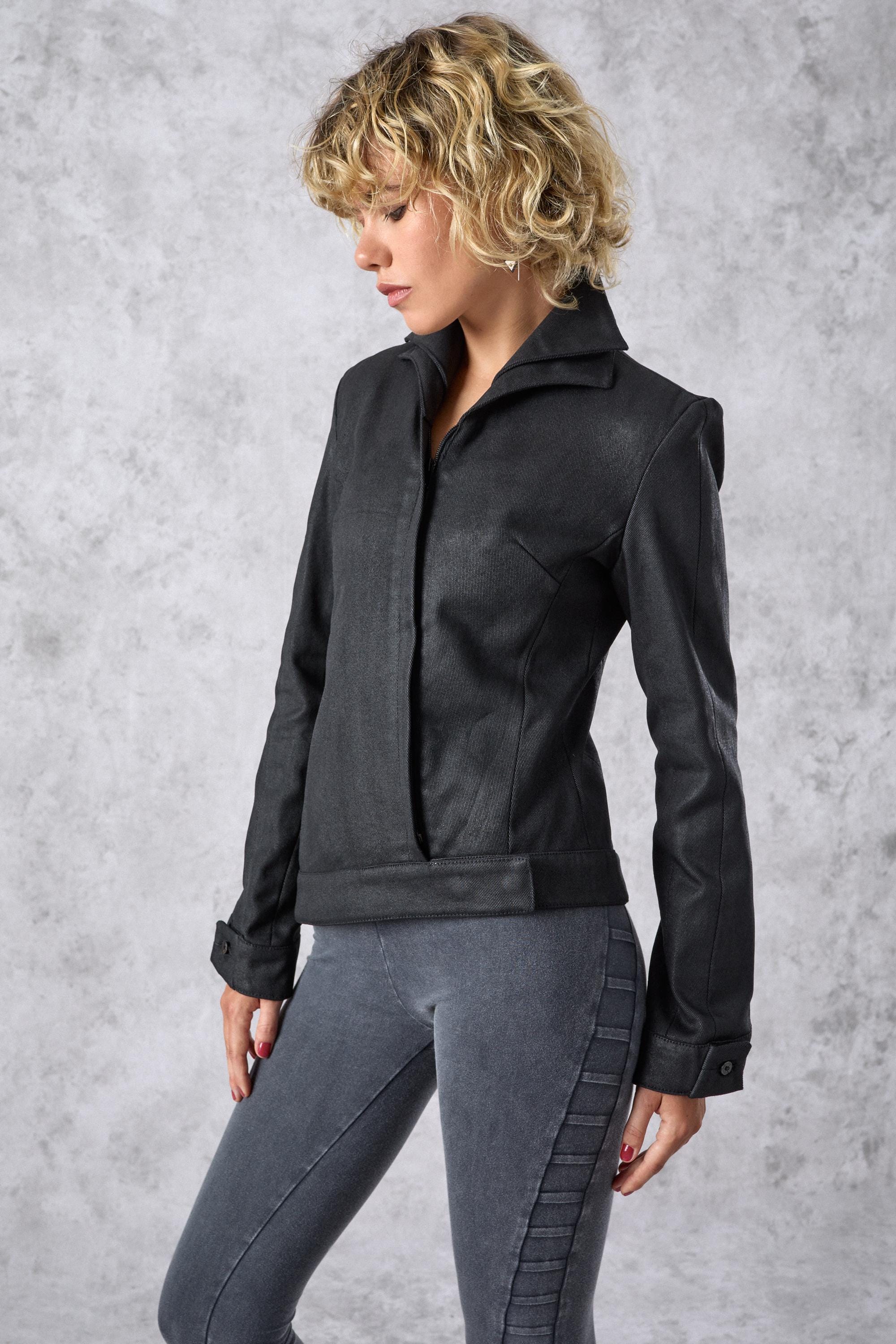 Designer Jacket | Waxed Cotton | Asymmetrical Zipper | Urban Chic
