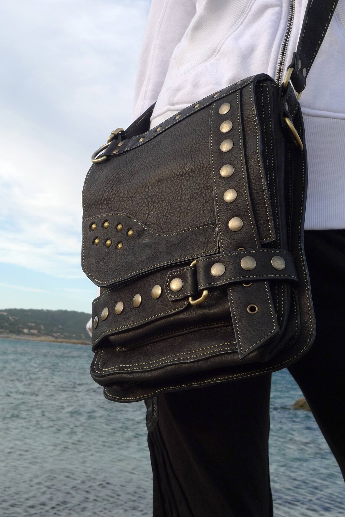 Leather Satchel Crossbody Messenger Bag Sling Bag Etsy