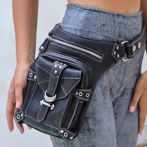 Leder Oberschenkel Gürteltasche | Bein Riemen | Festival Hüftgürtel | Reise-Bauchtasche | Biker | Steampunk | Unisex | OFFRANDES