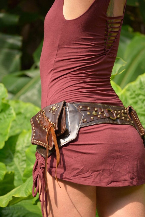 Leather Utility Hip Belt,High Quality Handmade Pocket Belt Hip Bag,Festival  Belt