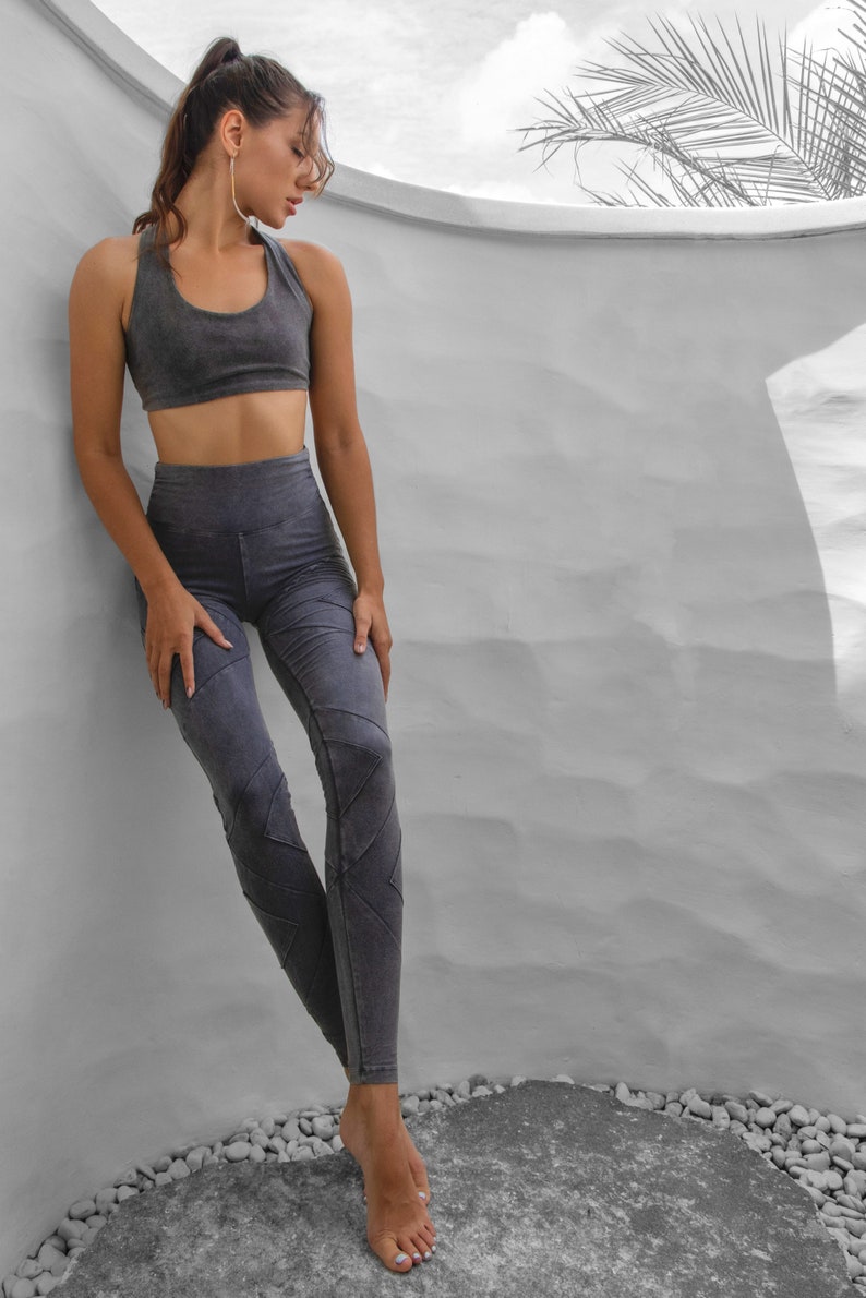 Legging met hoge taille Biologisch katoen Ontwerper Urban Yogabroek Actieve of loungekleding OFFRANDES afbeelding 3