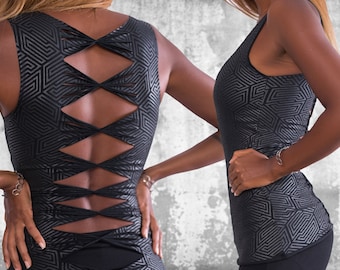 Organic Cotton Tank Top: Cutout Back, Built-in Bra, Yoga Top