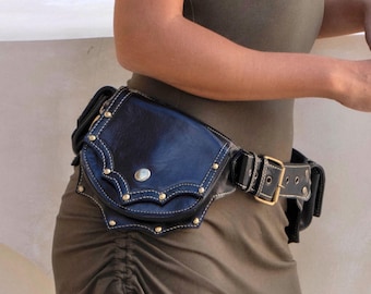 Marsupio in pelle: marsupio da viaggio per festival con tasche - iPhone - marsupio